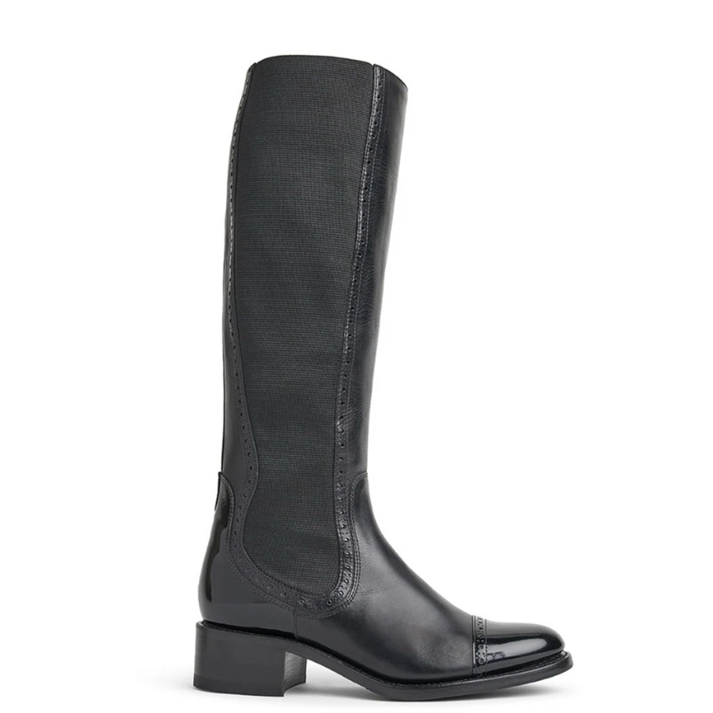 Sleek Black Leather Heeled Boots
